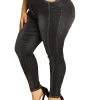 Agnes Orinda Women's Plus Size Stretch Mid Rise Washed Skinny Jeans