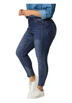 Agnes Orinda Women's Plus Size Stretch Mid Rise Washed Skinny Jeans -Agnes Orinda Store Belk 1055