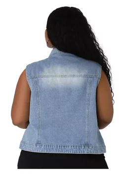 Agnes Orinda Women Plus Size Chest Pockets Single Breasted Denim Vest -Agnes Orinda Store Belk 1076