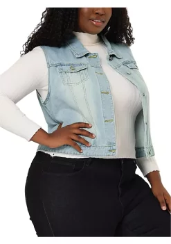Agnes Orinda Women Plus Size Chest Pockets Single Breasted Denim Vest -Agnes Orinda Store Belk 1079