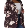Agnes Orinda Women's Plus Size Cardigans Leopard Printed Asymmetric Hem Jackets Open Front Cardigan