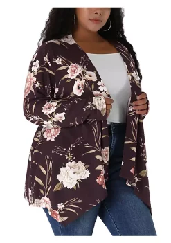 Agnes Orinda Women's Plus Size Cardigans Leopard Printed Asymmetric Hem Jackets Open Front Cardigan