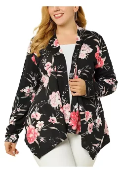 Agnes Orinda Women's Plus Size Cardigans Leopard Printed Asymmetric Hem Jackets Open Front Cardigan -Agnes Orinda Store Belk 1097