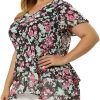 Agnes Orinda Plus Size Tops for Women Flare Sleeve Top, V Neck Floral Print Tiered Peplum Blouses 2 Agnes Orinda Plus Size Tops for Women Flare Sleeve Top, V Neck Floral Print Tiered Peplum Blouses -Agnes Orinda Store Belk 1098