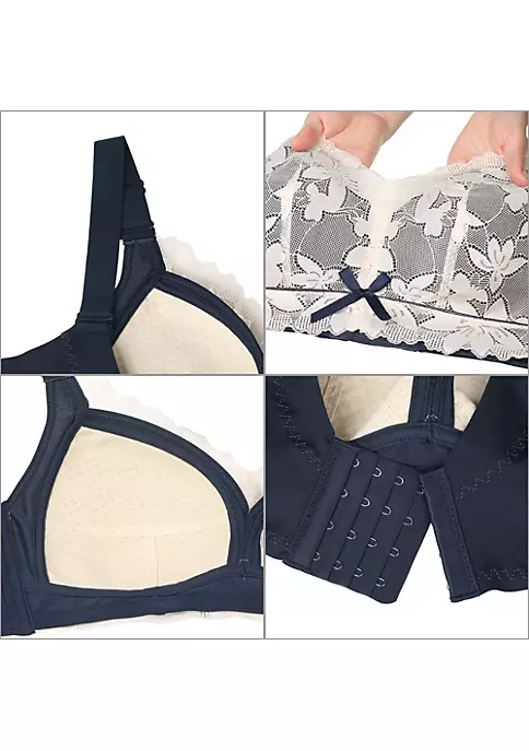 Agnes Orinda Women's Full Coverage Soft Cup Back Close Lace Wirefree Bras 6 Agnes Orinda Women's Full Coverage Soft Cup Back Close Lace Wirefree Bras - Image 4