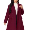 Agnes Orinda Women's Plus Size Notched Lapel Double Breasted Trench Pea Coats Jacket Winter Long Coat -Agnes Orinda Store Belk 112