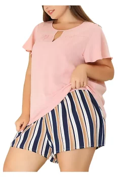 Agnes Orinda Women's Plus Size Chiffon Flared Ruffle Sleeve Keyhole Blouse Floral Top -Agnes Orinda Store Belk 1122