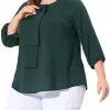 Agnes Orinda Plus Size Chiffon Top for Women Round Neck Tie Front Ruffle Work Blouse Top -Agnes Orinda Store Belk 1137