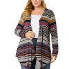 Agnes Orinda Women's Plus Size Cardigans Kimonos Color Block Boho Striped Open Front Cardigan Mothers Day -Agnes Orinda Store Belk 1156