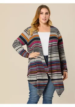 Agnes Orinda Women's Plus Size Cardigans Kimonos Color Block Boho Striped Open Front Cardigan Mothers Day -Agnes Orinda Store Belk 1158