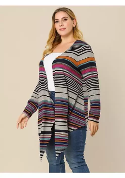 Agnes Orinda Women's Plus Size Cardigans Kimonos Color Block Boho Striped Open Front Cardigan Mothers Day -Agnes Orinda Store Belk 1159