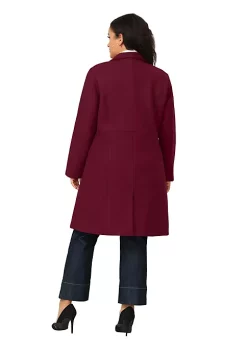 Agnes Orinda Women's Plus Size Notched Lapel Double Breasted Trench Pea Coats Jacket Winter Long Coat -Agnes Orinda Store Belk 116