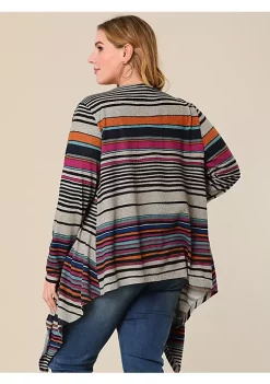 Agnes Orinda Women's Plus Size Cardigans Kimonos Color Block Boho Striped Open Front Cardigan Mothers Day -Agnes Orinda Store Belk 1160