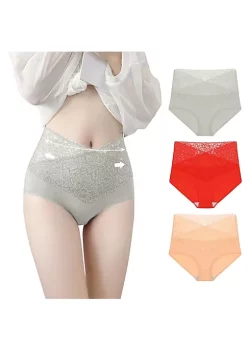 Agnes Orinda Women's 3 Packs Underwear Lace High-Rise Soft Full Breathable Briefs -Agnes Orinda Store Belk 1168