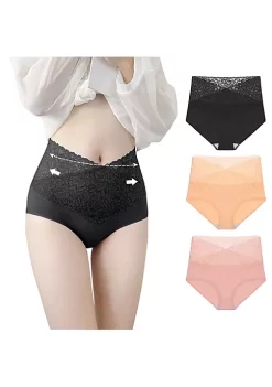 Agnes Orinda Women's 3 Packs Underwear Lace High-Rise Soft Full Breathable Briefs -Agnes Orinda Store Belk 1169
