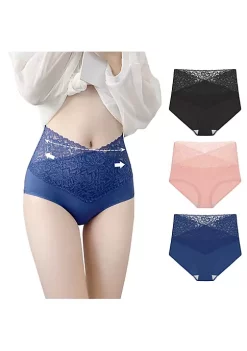 Agnes Orinda Women's 3 Packs Underwear Lace High-Rise Soft Full Breathable Briefs -Agnes Orinda Store Belk 1170