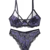 Agnes Orinda Women's Underwire Floral Lace Mesh Push-Up 2-Hooks Lace Trim Bra and Panty Set -Agnes Orinda Store Belk 1187