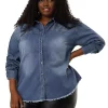 Agnes Orinda Women's Plus Size Shirts Button Down Shirt, Work Cotton Casual Denim Jackets Casual -Agnes Orinda Store Belk 1223