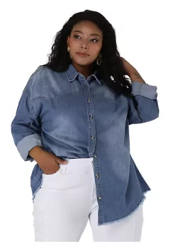 Agnes Orinda Women's Plus Size Shirts Button Down Shirt, Work Cotton Casual Denim Jackets Casual 12 Agnes Orinda Women's Plus Size Shirts Button Down Shirt, Work Cotton Casual Denim Jackets Casual -Agnes Orinda Store Belk 1225