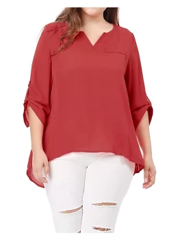 Agnes Orinda Women's Plus Size Tops Split Neck High Low Hem 3/4 Sleeves Chiffon Blouse Mothers Day 14 Agnes Orinda Women's Plus Size Tops Split Neck High Low Hem 3/4 Sleeves Chiffon Blouse Mothers Day -Agnes Orinda Store Belk 1252