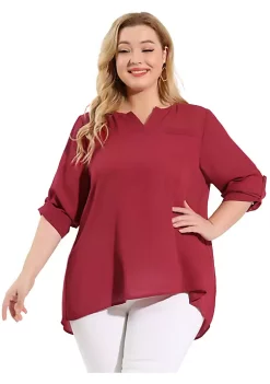 Agnes Orinda Women's Plus Size Tops Split Neck High Low Hem 3/4 Sleeves Chiffon Blouse Mothers Day 21 Agnes Orinda Women's Plus Size Tops Split Neck High Low Hem 3/4 Sleeves Chiffon Blouse Mothers Day -Agnes Orinda Store Belk 1259