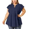 Agnes Orinda Plus Size for Women Summer Blouse, Tassel Self Tie V Neck Short Sleeve Top -Agnes Orinda Store Belk 1269