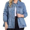 Agnes Orinda Plus Size Denim Jackets for Women Classic Washed Front Relaxed Fit Jean Jacket -Agnes Orinda Store Belk 127