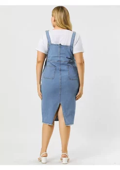 Agnes Orinda Women's Plus Size Adjustable Strap Back Suspender Raw Hem Curvy Denim Overall Dress -Agnes Orinda Store Belk 1281