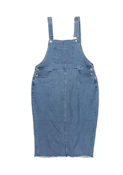 Agnes Orinda Women's Plus Size Adjustable Strap Back Suspender Raw Hem Curvy Denim Overall Dress -Agnes Orinda Store Belk 1286