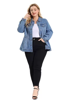 Agnes Orinda Plus Size Denim Jackets for Women Classic Washed Front Relaxed Fit Jean Jacket -Agnes Orinda Store Belk 129