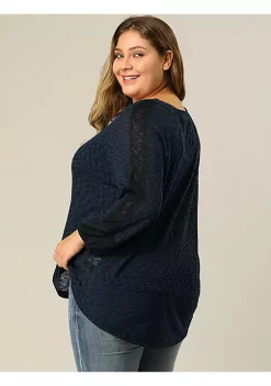 Agnes Orinda Plus Size Top for Women Round Neck Shirt, Long Sleeve Semi Sheer Bohemian Tops -Agnes Orinda Store Belk 1290