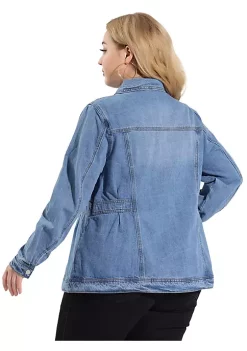 Agnes Orinda Plus Size Denim Jackets for Women Classic Washed Front Relaxed Fit Jean Jacket -Agnes Orinda Store Belk 131