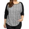 Agnes Orinda Women's Plus Size Raglan Crew Neck Boho T-Shirt, Tee Shirt Printed Long Sleeve Tunic, Casual Loose Blouses Tops -Agnes Orinda Store Belk 1336