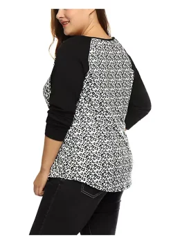 Agnes Orinda Women's Plus Size Raglan Crew Neck Boho T-Shirt, Tee Shirt Printed Long Sleeve Tunic, Casual Loose Blouses Tops -Agnes Orinda Store Belk 1339