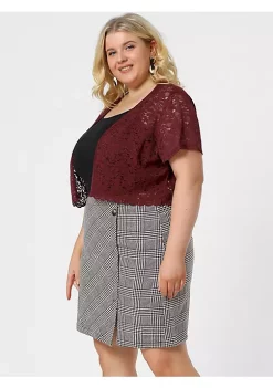 Agnes Orinda Plus Size Shrug for Women Short Sleeve Lace Open Front Crop Bolero Cardigan -Agnes Orinda Store Belk 1346