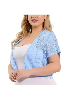 Agnes Orinda Plus Size Shrug for Women Short Sleeve Lace Open Front Crop Bolero Cardigan -Agnes Orinda Store Belk 1349