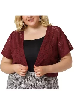 Agnes Orinda Plus Size Shrug for Women Short Sleeve Lace Open Front Crop Bolero Cardigan -Agnes Orinda Store Belk 1350