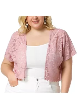 Agnes Orinda Plus Size Shrug for Women Short Sleeve Lace Open Front Crop Bolero Cardigan -Agnes Orinda Store Belk 1352