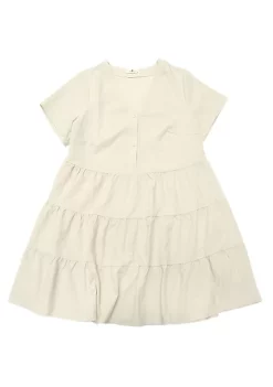 Agnes Orinda Women's Plus Size Denim Tiered Babydoll Short Sleeve Chambray Midi Dress -Agnes Orinda Store Belk 1362