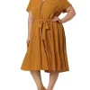 Agnes Orinda Women's Plus Size Spring Tired Babydoll Tie Waist Holiay Midi Dress -Agnes Orinda Store Belk 1376