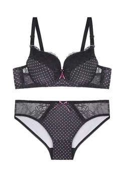 Agnes Orinda Women's Sey Lingerie Lace Polka Dots Bra and Panty Sets Piece Lingerie Set