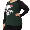 Agnes Orinda Women's Plus Size Tee Shirts Floral Skull Long Sleeve Tops -Agnes Orinda Store Belk 1392