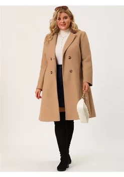 Agnes Orinda Plus Size Long Coats for Women Notched Lapel Winter Double Breasted Coat Christmas -Agnes Orinda Store Belk 14