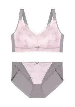 Agnes Orinda Lingerie for Women Piece Lingerie Set Unlined Full Figure Lace Soft Cup Minimizer Bra and Panty Sets -Agnes Orinda Store Belk 1407