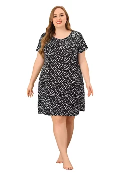 Agnes Orinda Plus Size Nightgowns for Women Loungewear Round Neck Pattern Sleepwear Nightgown -Agnes Orinda Store Belk 1419
