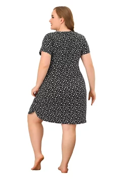 Agnes Orinda Plus Size Nightgowns for Women Loungewear Round Neck Pattern Sleepwear Nightgown -Agnes Orinda Store Belk 1420