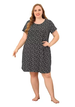 Agnes Orinda Plus Size Nightgowns for Women Loungewear Round Neck Pattern Sleepwear Nightgown -Agnes Orinda Store Belk 1421
