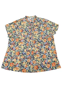 Agnes Orinda Women's Plus Size Spring Floral Tie Neck Short Sleeve Blouse -Agnes Orinda Store Belk 1431