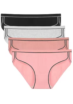 Agnes Orinda Women's 4 Packs Briefs Mid-Rise Soft Seamless Hipster Underwear -Agnes Orinda Store Belk 1448