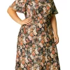 Agnes Orinda Women's Plus Size Spring Retro Floral Short Sleeve Flare Midi Dress -Agnes Orinda Store Belk 1460